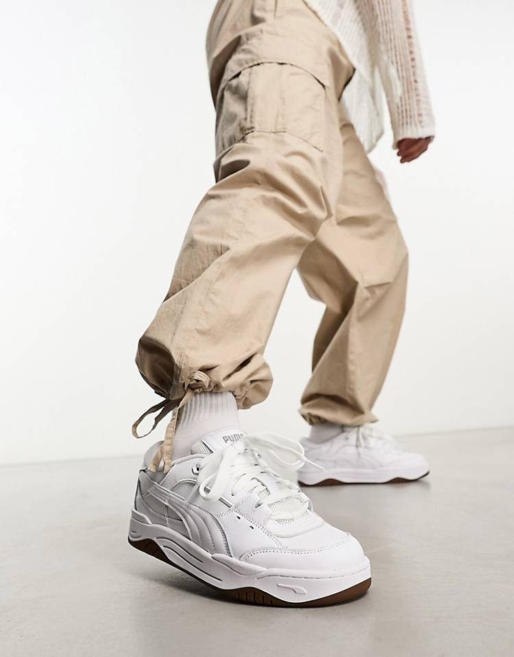 PUMA 180-Tones sneakers in triple white with gum sole